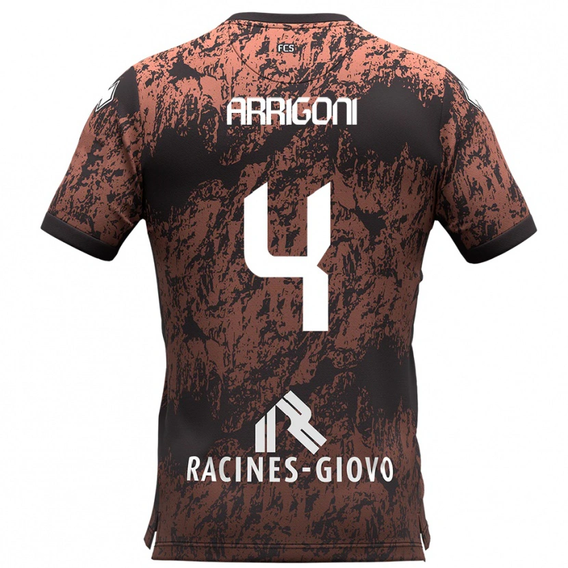 Danxen Heren Tommaso Arrigoni #4 Bruin Zwart Uitshirt Uittenue 2025/26 T-Shirt