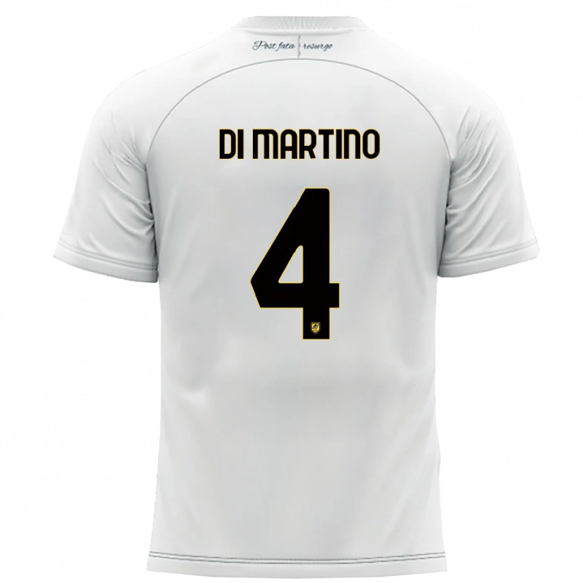 Danxen Heren Mattia Di Martino #4 Wit Geel Uitshirt Uittenue 2025/26 T-Shirt