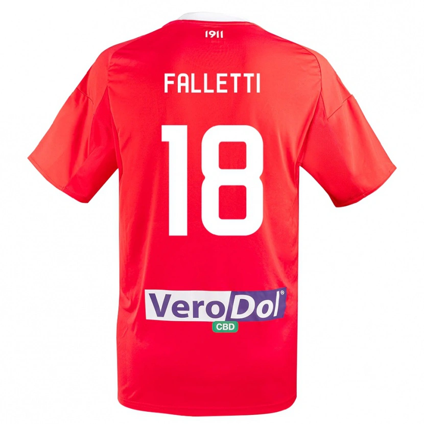 Danxen Heren César Falletti #18 Rood Wit Uitshirt Uittenue 2025/26 T-Shirt