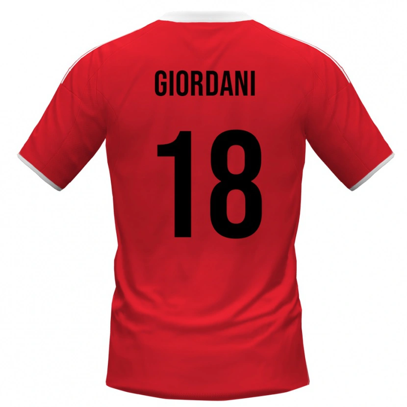 Danxen Heren Andrea Giordani #18 Rood Wit Uitshirt Uittenue 2025/26 T-Shirt