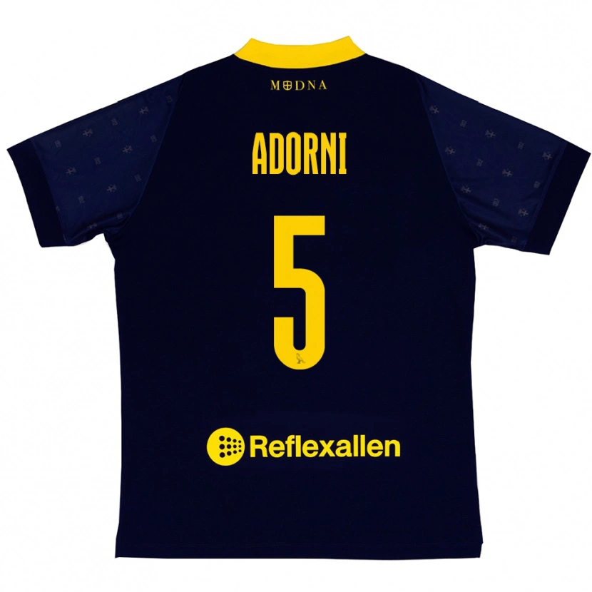 Danxen Heren Davide Adorni #5 Donkerblauw Geel Uitshirt Uittenue 2025/26 T-Shirt
