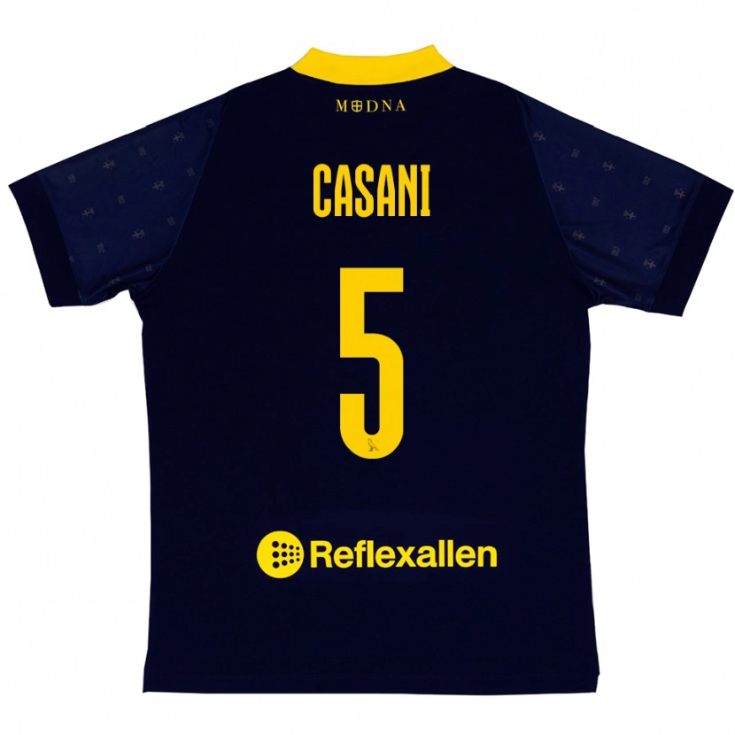 Danxen Heren Iacopo Casani #5 Donkerblauw Geel Uitshirt Uittenue 2025/26 T-Shirt