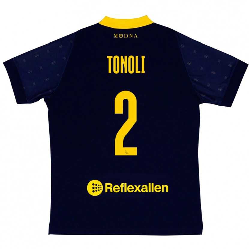 Danxen Heren Daniel Tonoli #2 Donkerblauw Geel Uitshirt Uittenue 2025/26 T-Shirt