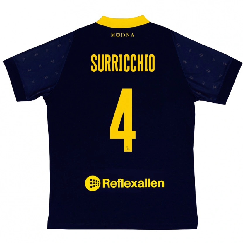 Danxen Heren Jacopo Surricchio #4 Donkerblauw Geel Uitshirt Uittenue 2025/26 T-Shirt