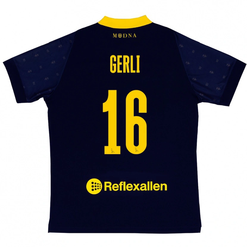 Danxen Heren Fabio Gerli #16 Donkerblauw Geel Uitshirt Uittenue 2025/26 T-Shirt