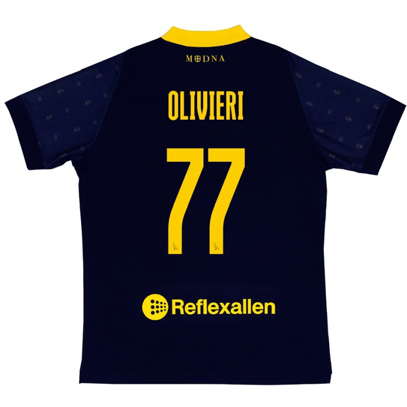 Danxen Heren Edoardo Olivieri #77 Donkerblauw Geel Uitshirt Uittenue 2025/26 T-Shirt