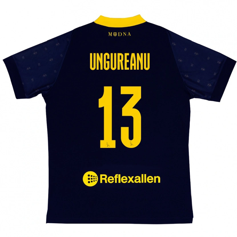 Danxen Heren Eduard Ungureanu #13 Donkerblauw Geel Uitshirt Uittenue 2025/26 T-Shirt