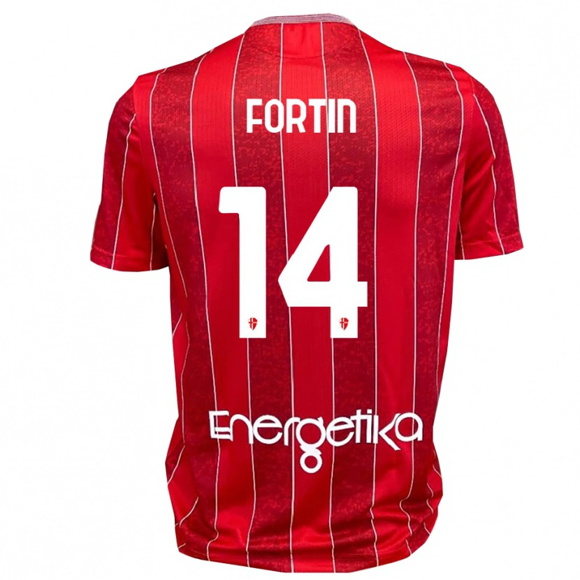 Danxen Heren Mattia Fortin #14 Rood Wit Uitshirt Uittenue 2025/26 T-Shirt