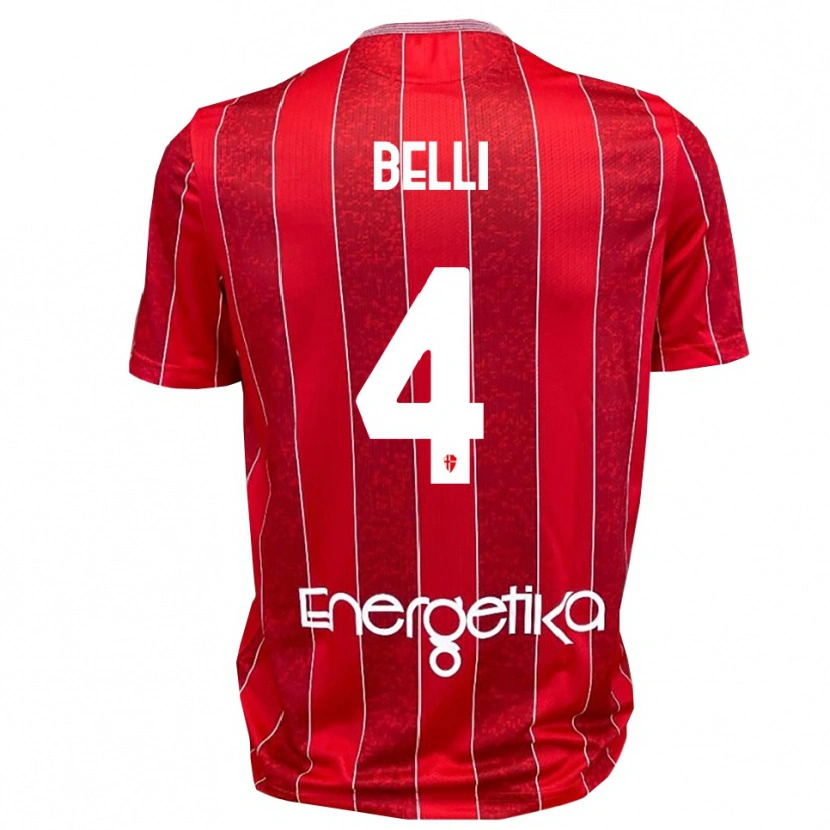 Danxen Heren Francesco Belli #4 Rood Wit Uitshirt Uittenue 2025/26 T-Shirt