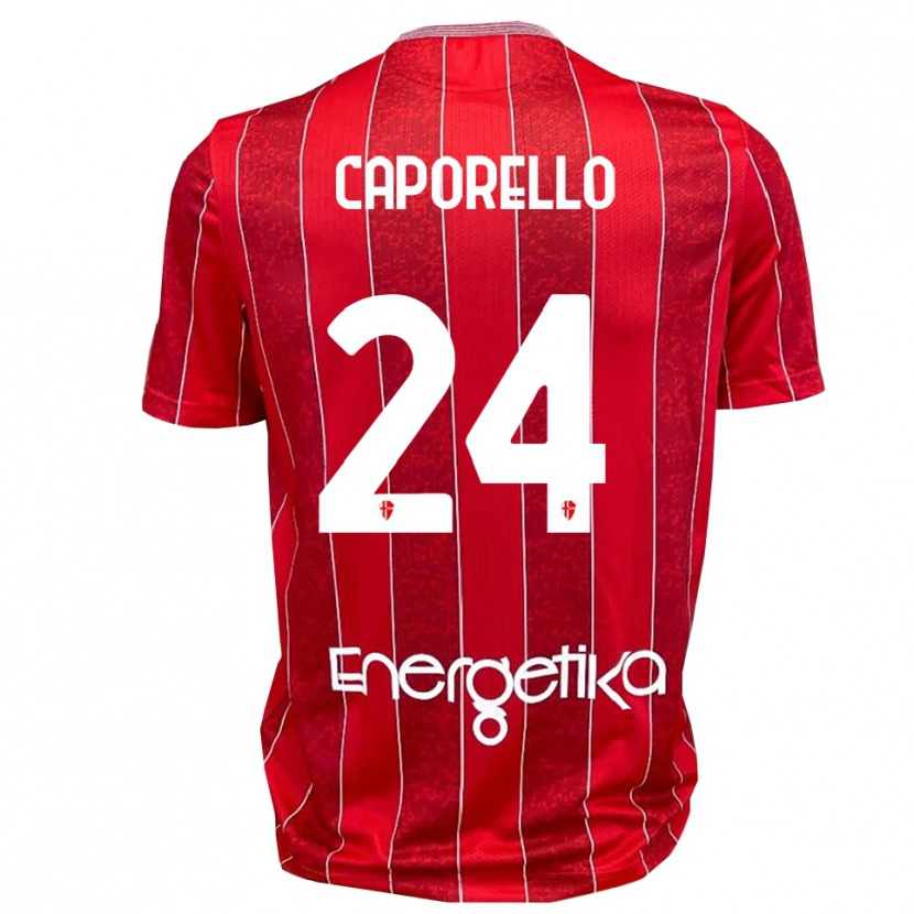 Danxen Heren Edoardo Caporello #24 Rood Wit Uitshirt Uittenue 2025/26 T-Shirt