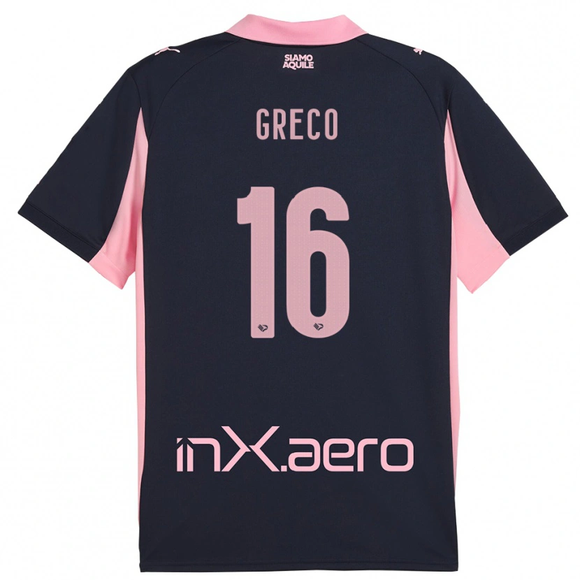 Danxen Heren Riccardo Greco #16 Donkerblauw Roze Uitshirt Uittenue 2025/26 T-Shirt