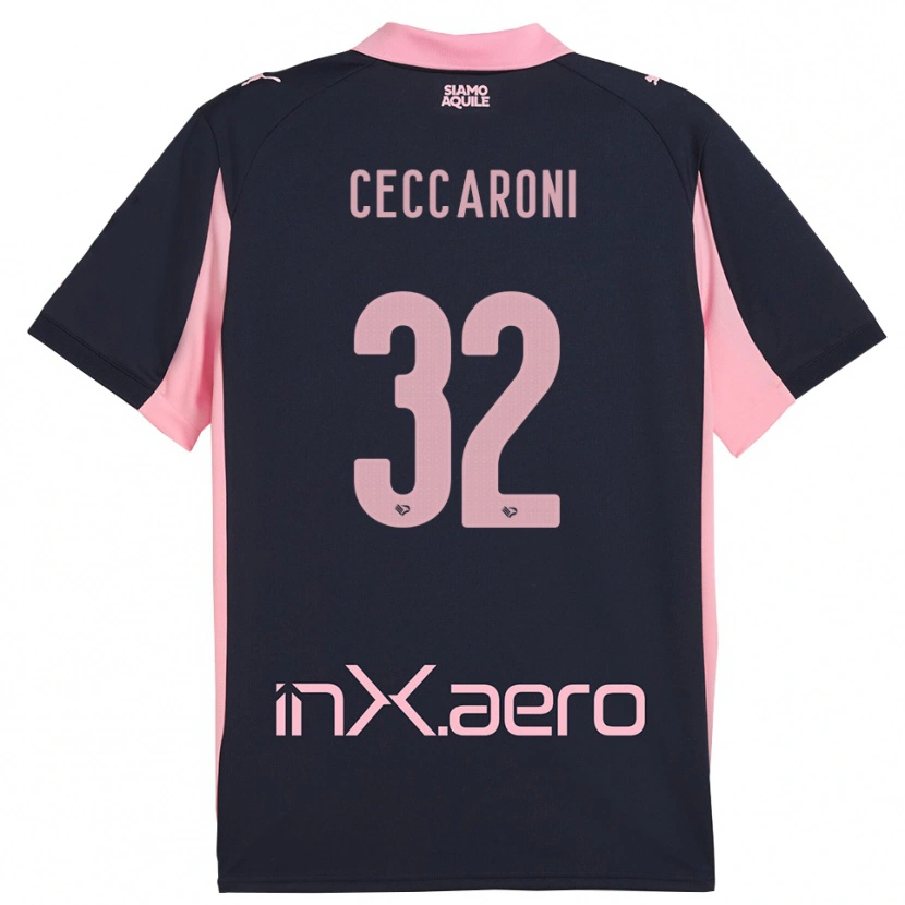Danxen Heren Pietro Ceccaroni #32 Donkerblauw Roze Uitshirt Uittenue 2025/26 T-Shirt