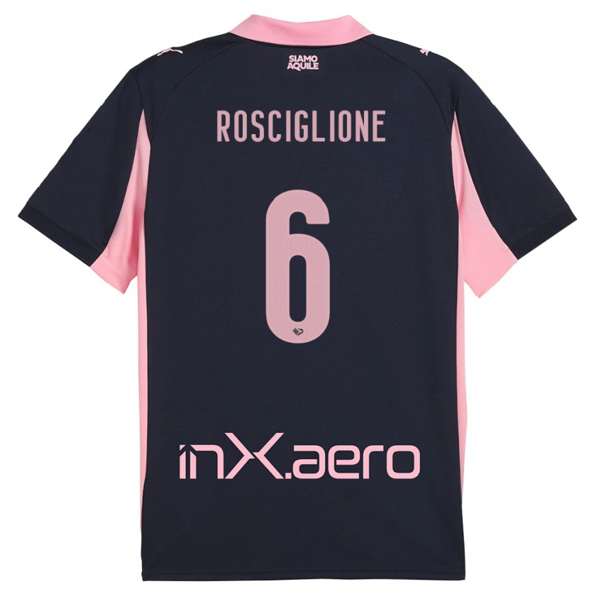 Danxen Heren Davide Rosciglione #6 Donkerblauw Roze Uitshirt Uittenue 2025/26 T-Shirt
