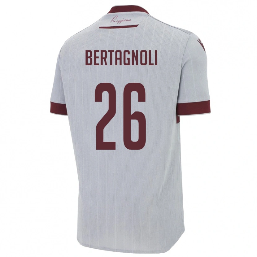 Danxen Heren Massimo Bertagnoli #26 Bourgondië Wit Uitshirt Uittenue 2025/26 T-Shirt