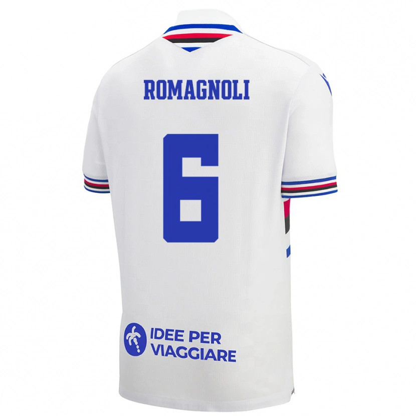 Danxen Heren Simone Romagnoli #6 Wit Blauw Rood Uitshirt Uittenue 2025/26 T-Shirt