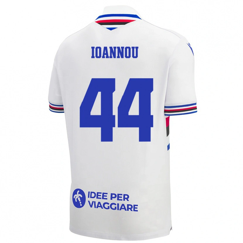 Danxen Heren Nikolas Ioannou #44 Wit Blauw Rood Uitshirt Uittenue 2025/26 T-Shirt