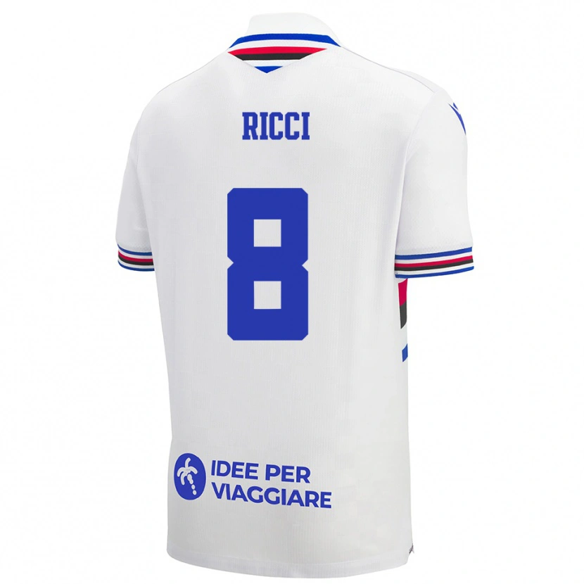 Danxen Heren Matteo Ricci #8 Wit Blauw Rood Uitshirt Uittenue 2025/26 T-Shirt