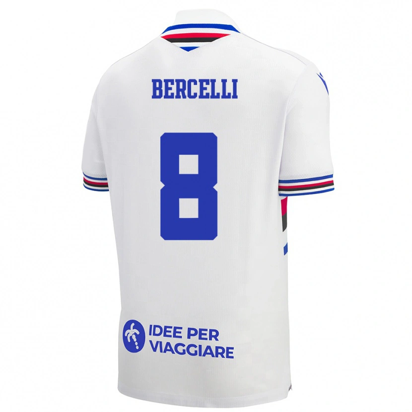 Danxen Heren Kiara Bercelli #8 Wit Blauw Rood Uitshirt Uittenue 2025/26 T-Shirt