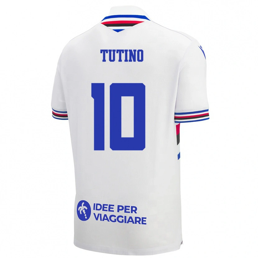 Danxen Heren Gennaro Tutino #10 Wit Blauw Rood Uitshirt Uittenue 2025/26 T-Shirt