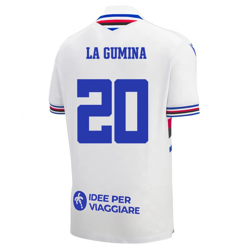 Danxen Heren Antonino La Gumina #20 Wit Blauw Rood Uitshirt Uittenue 2025/26 T-Shirt