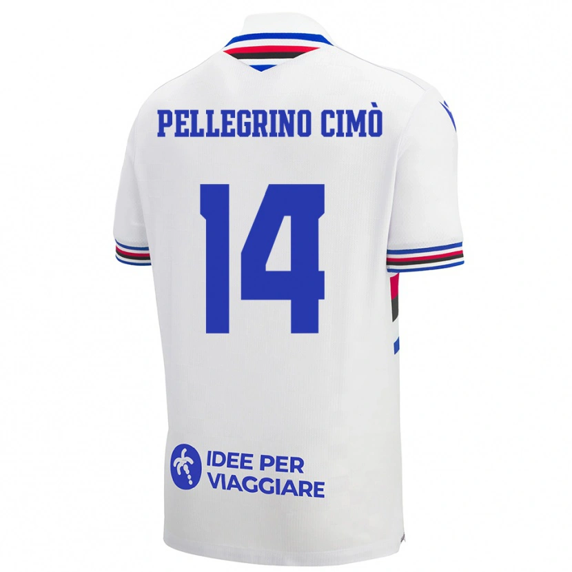 Danxen Heren Giada Pellegrino Cimò #14 Wit Blauw Rood Uitshirt Uittenue 2025/26 T-Shirt