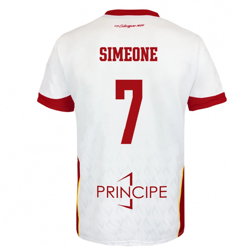 Danxen Heren Mattia Simeone #7 Wit Rood Uitshirt Uittenue 2025/26 T-Shirt