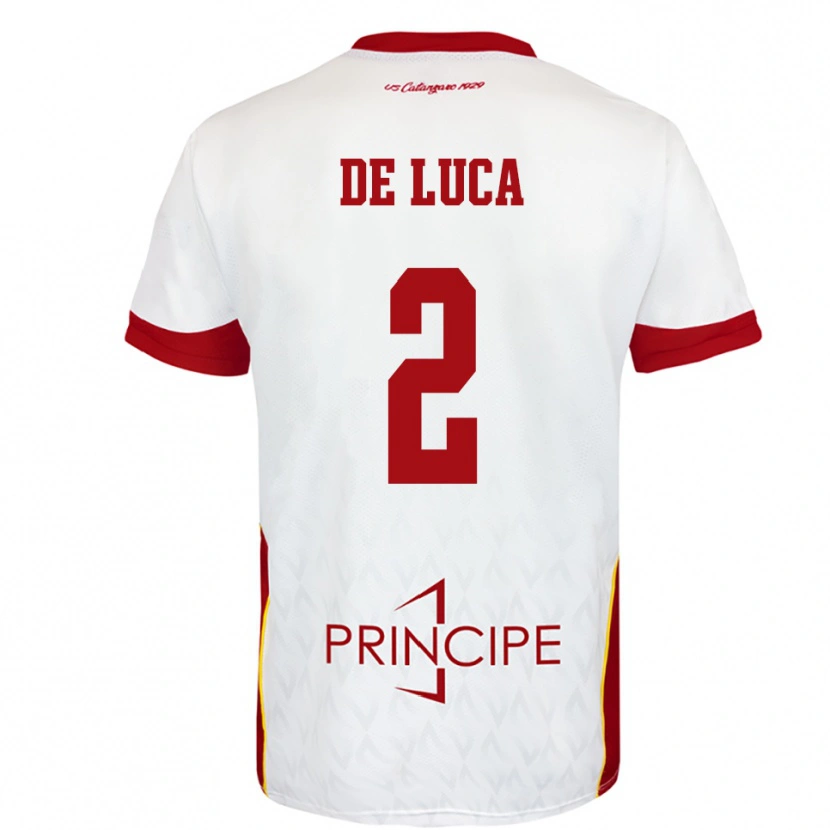 Danxen Heren Gabriele De Luca #2 Wit Rood Uitshirt Uittenue 2025/26 T-Shirt