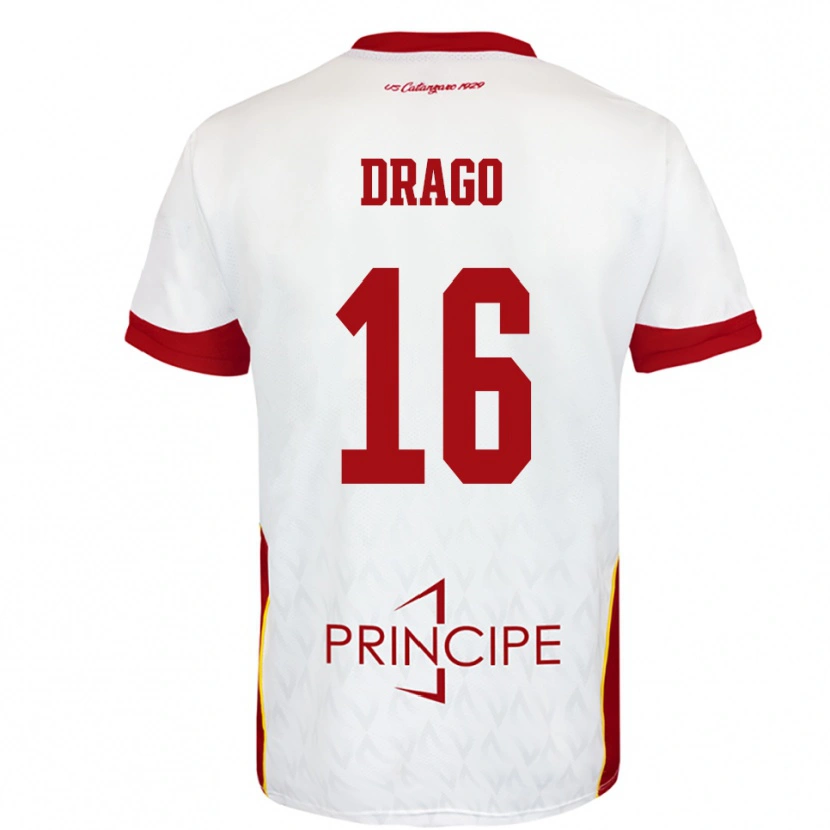 Danxen Heren Salvatore Drago #16 Wit Rood Uitshirt Uittenue 2025/26 T-Shirt