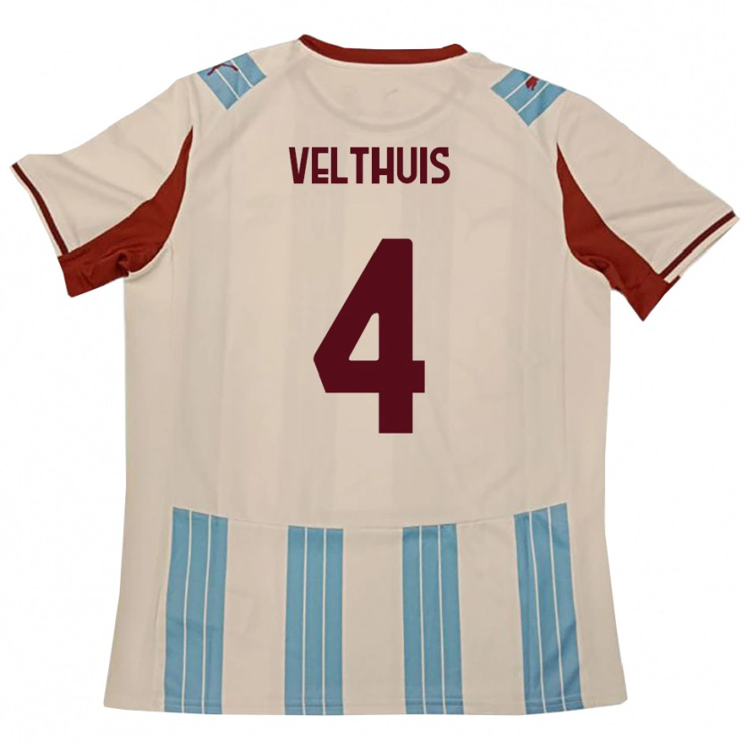 Danxen Heren Tijs Velthuis #4 Hemelsblauw Wit Uitshirt Uittenue 2025/26 T-Shirt