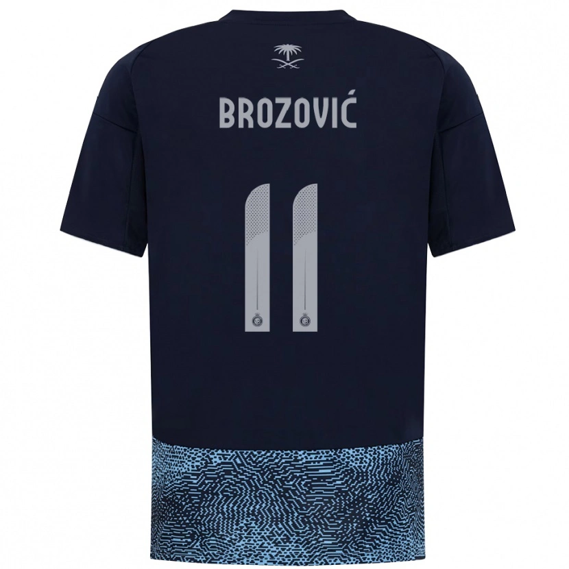 Danxen Heren Marcelo Brozović #11 Donkerblauw Hemelsblauw Uitshirt Uittenue 2025/26 T-Shirt