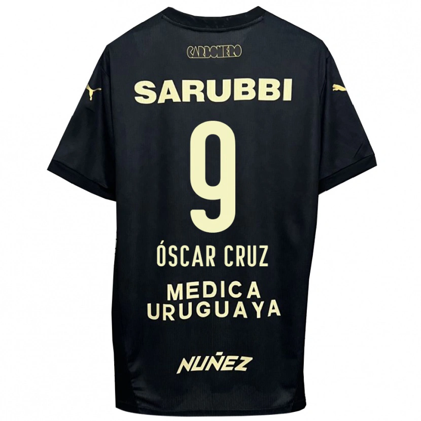 Danxen Heren Óscar Cruz #9 Zwart Goud Uitshirt Uittenue 2025/26 T-Shirt