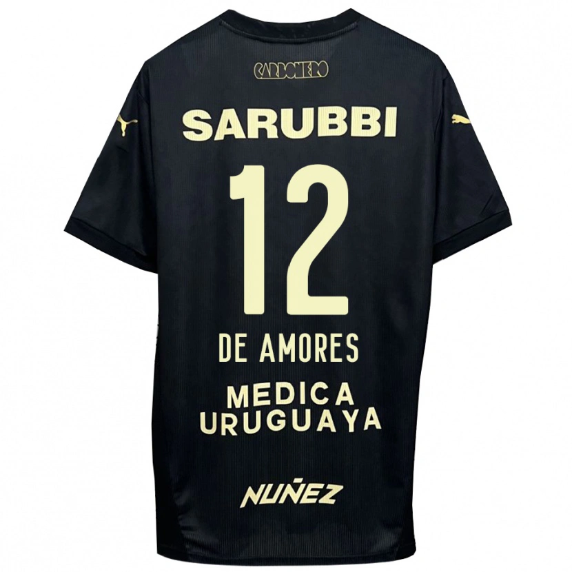Danxen Heren Guillermo De Amores #12 Zwart Goud Uitshirt Uittenue 2025/26 T-Shirt