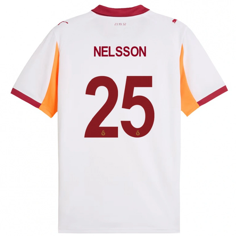 Danxen Heren Victor Nelsson #25 Wit Rood Uitshirt Uittenue 2025/26 T-Shirt
