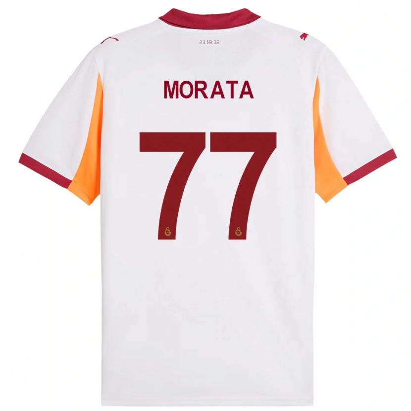 Danxen Heren Álvaro Morata #77 Wit Rood Uitshirt Uittenue 2025/26 T-Shirt