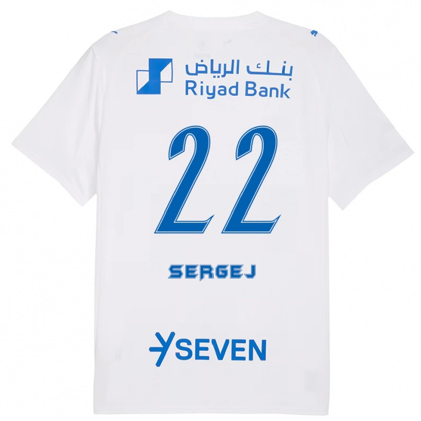 Danxen Heren Sergej Milinković-Savić #22 Wit Blauw Uitshirt Uittenue 2025/26 T-Shirt