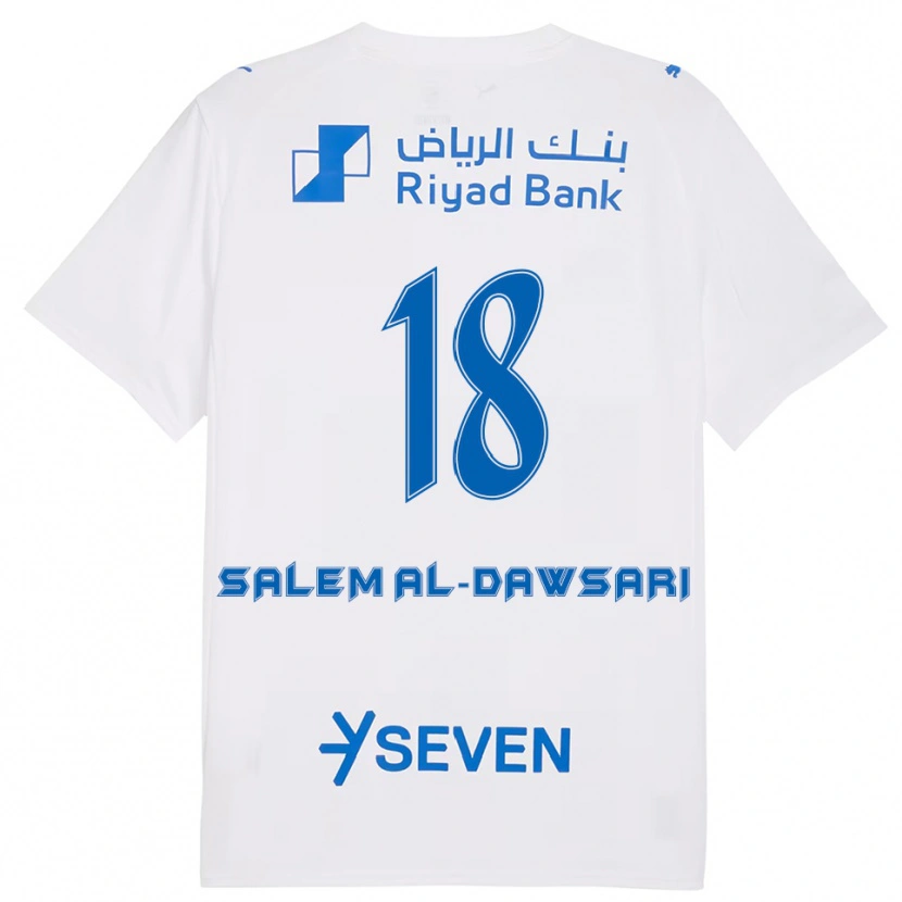 Danxen Heren Nawaf Salem Al-Dawsari #18 Wit Blauw Uitshirt Uittenue 2025/26 T-Shirt