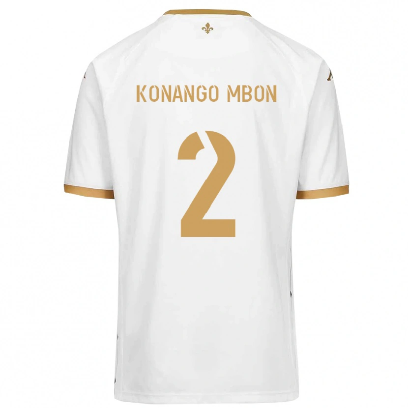 Danxen Heren Jordan Konango Mbon #2 Wit Goud Uitshirt Uittenue 2025/26 T-Shirt