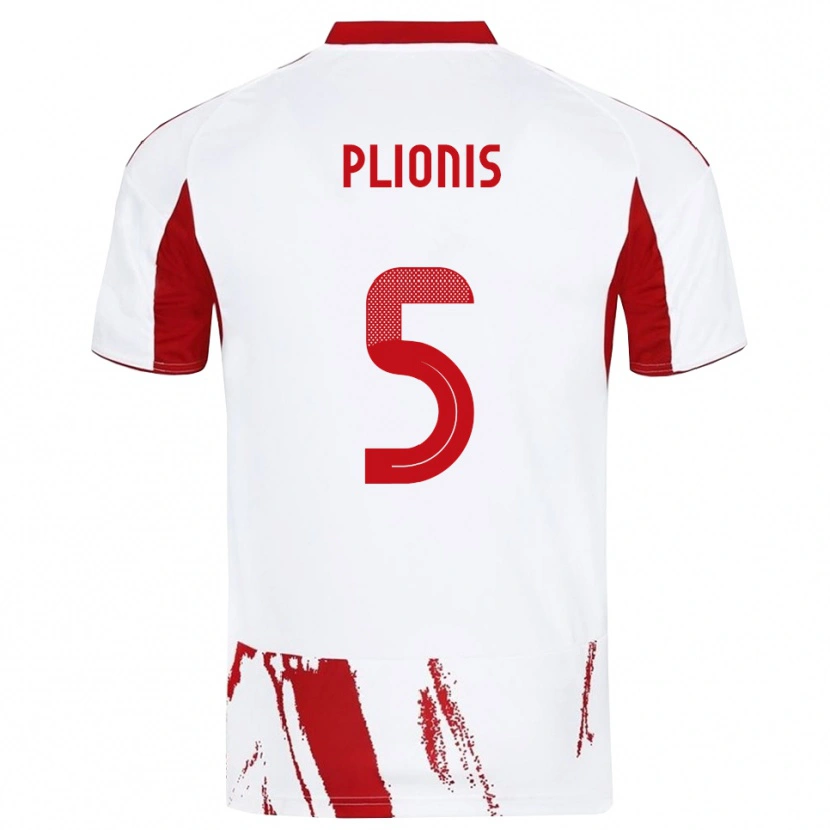 Danxen Heren Paraskevas Plionis #5 Wit Rood Uitshirt Uittenue 2025/26 T-Shirt