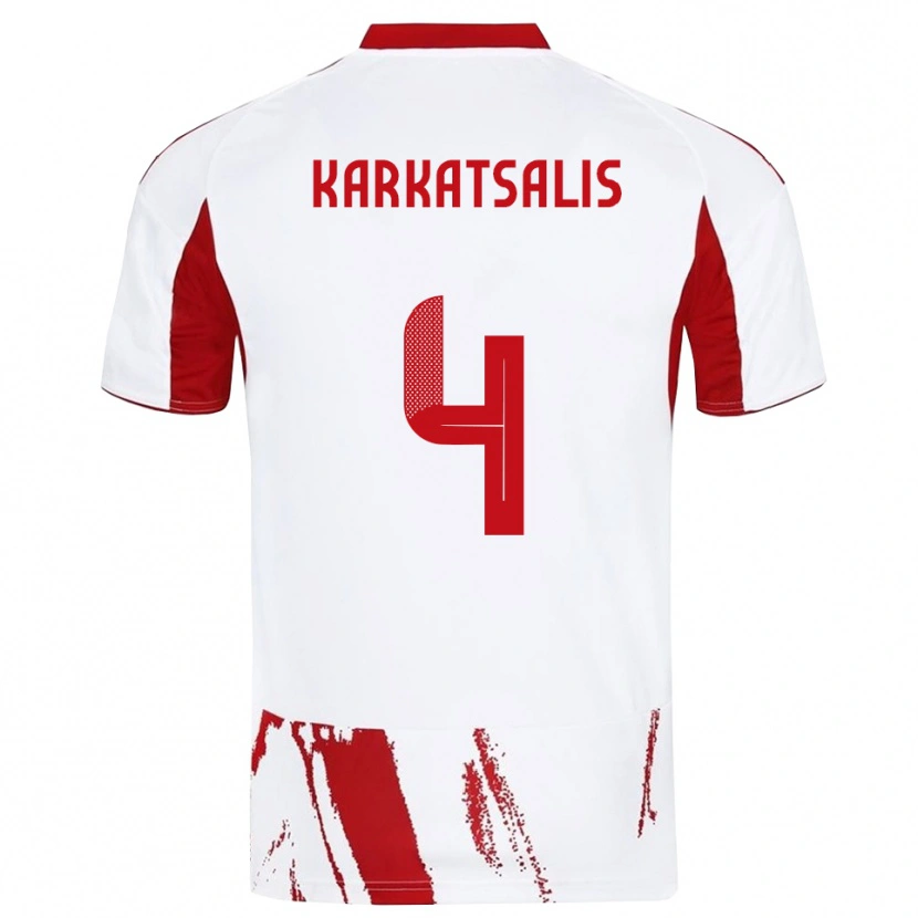 Danxen Heren Vasilios Karkatsalis #4 Wit Rood Uitshirt Uittenue 2025/26 T-Shirt