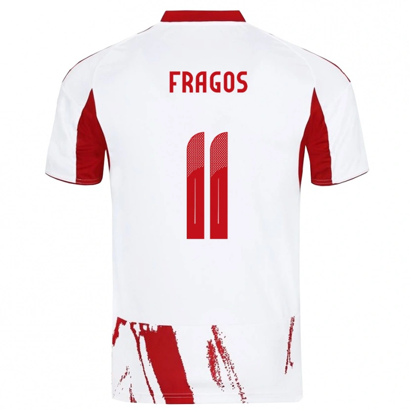 Danxen Heren Georgios Fragos #11 Wit Rood Uitshirt Uittenue 2025/26 T-Shirt