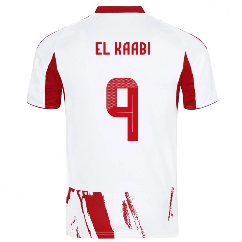 Danxen Heren Ayoub El Kaabi #9 Wit Rood Uitshirt Uittenue 2025/26 T-Shirt