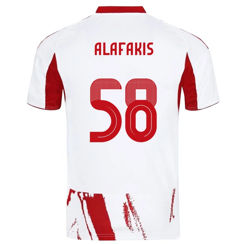 Danxen Heren Nektarios Alafakis #58 Wit Rood Uitshirt Uittenue 2025/26 T-Shirt