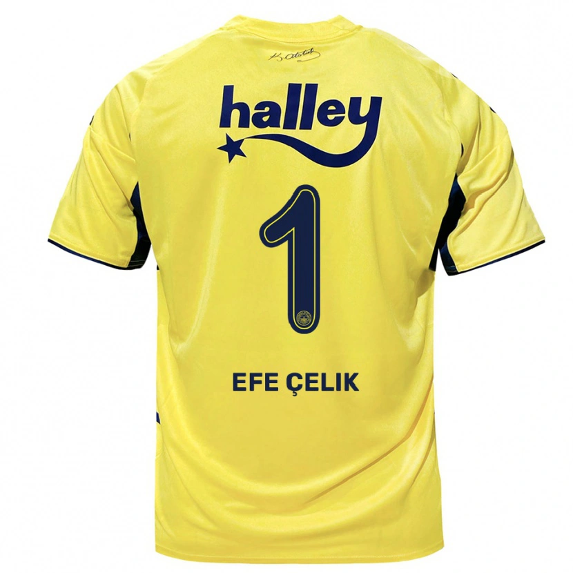 Danxen Heren Mehmet Efe Çelik #1 Geel Donkerblauw Uitshirt Uittenue 2025/26 T-Shirt
