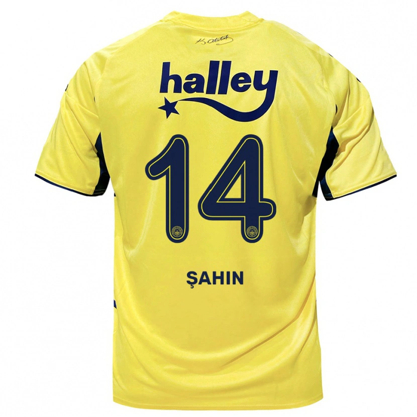 Danxen Heren Uğur Şahin #14 Geel Donkerblauw Uitshirt Uittenue 2025/26 T-Shirt