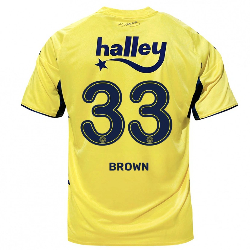 Danxen Heren Archie Brown #33 Geel Donkerblauw Uitshirt Uittenue 2025/26 T-Shirt