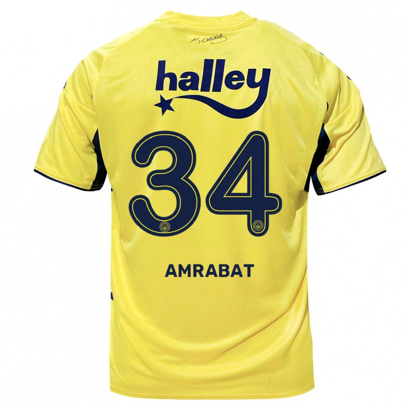 Danxen Heren Sofyan Amrabat #34 Geel Donkerblauw Uitshirt Uittenue 2025/26 T-Shirt