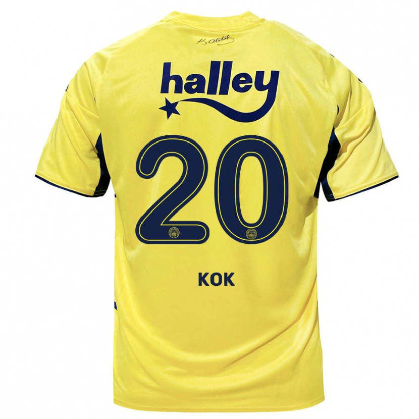 Danxen Heren Serhan Kök #20 Geel Donkerblauw Uitshirt Uittenue 2025/26 T-Shirt