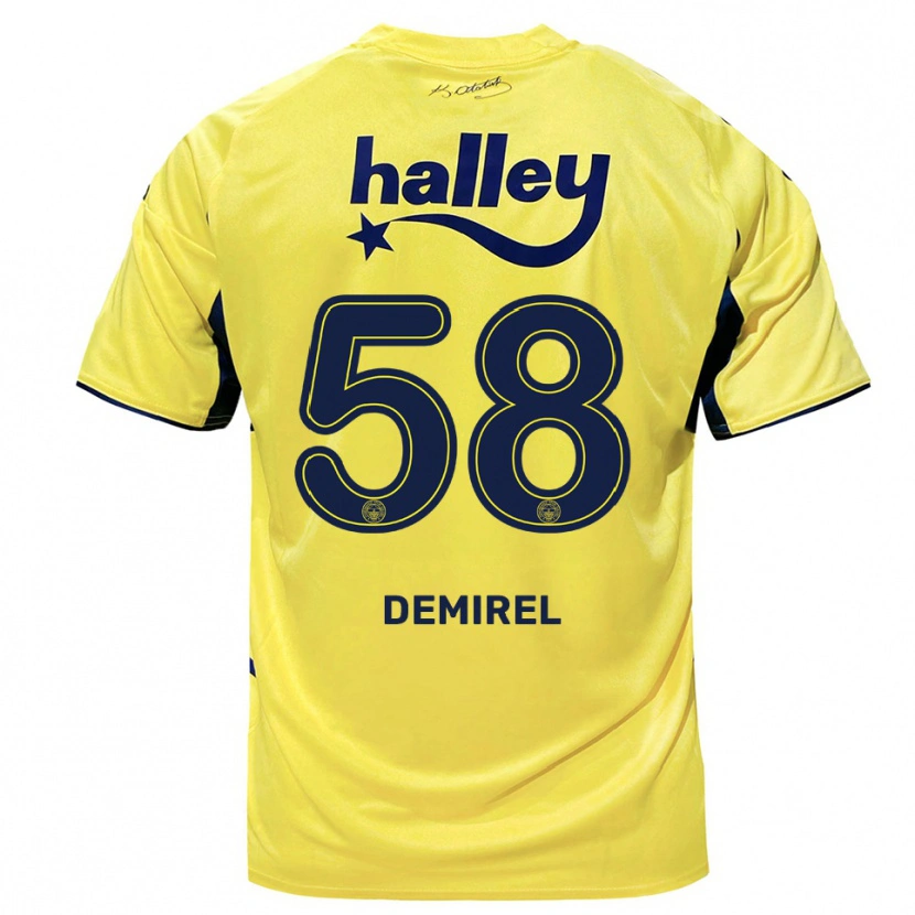 Danxen Heren Görkem Demirel #58 Geel Donkerblauw Uitshirt Uittenue 2025/26 T-Shirt