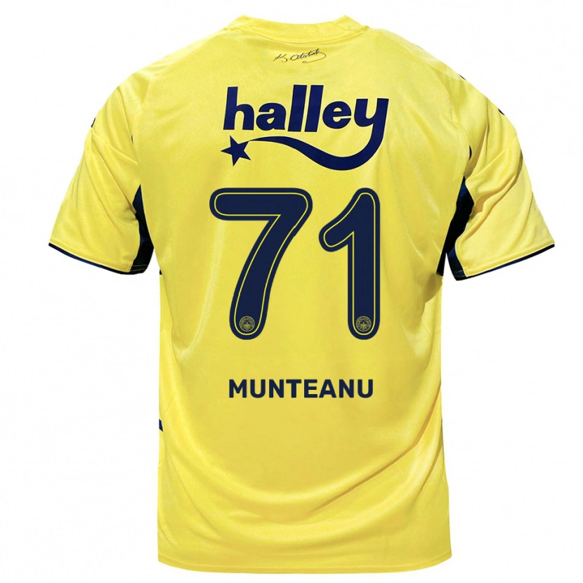 Danxen Heren Natalia Munteanu #71 Geel Donkerblauw Uitshirt Uittenue 2025/26 T-Shirt
