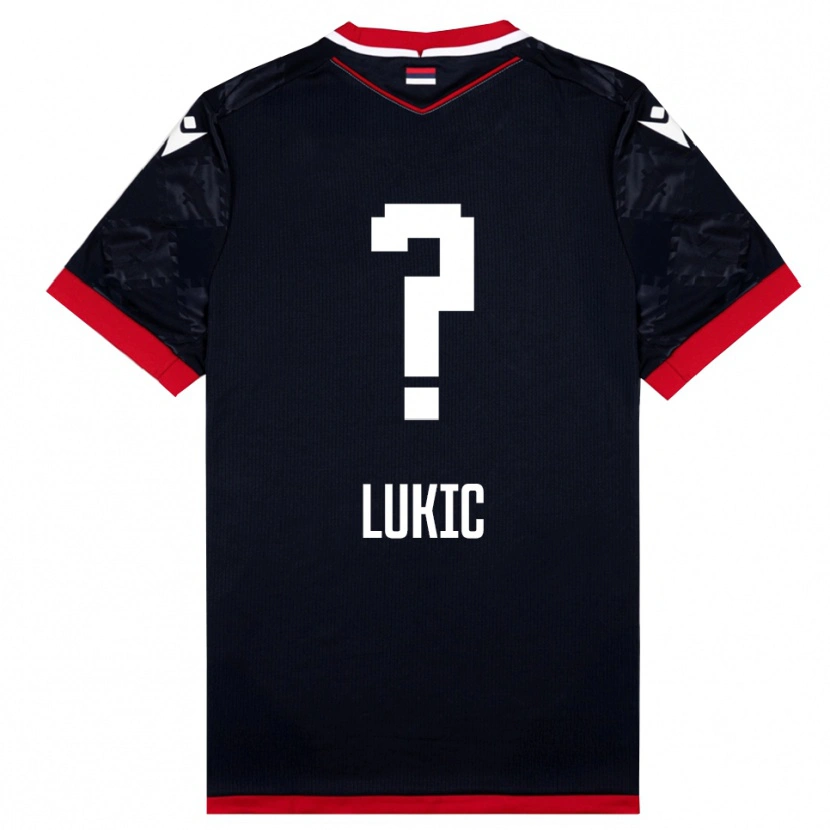 Danxen Heren Bogdan Lukic #0 Zwart Rood Uitshirt Uittenue 2025/26 T-Shirt
